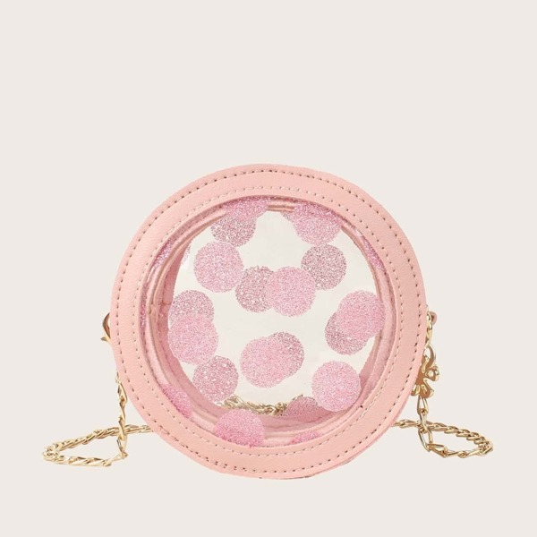 

Girls Polka Dot Round Bag, Pink