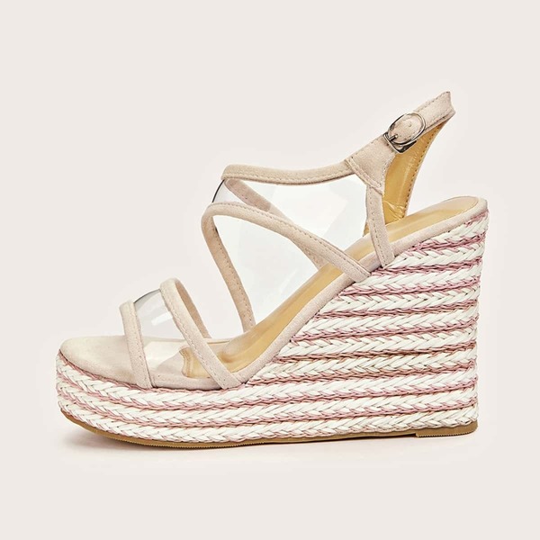 

Transparent Open Toe Slingback Wedges