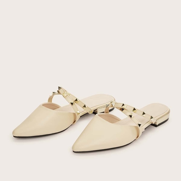 

Studded Decor Criss Cross Flat Mules
