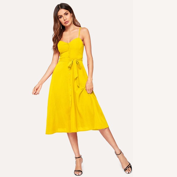 

Sweetheart Neck Button Front Cami Dress
