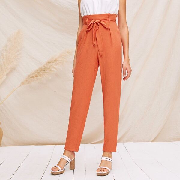 

Paperbag Waist Self Belted Tapered Pants