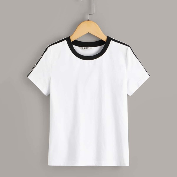 

Boys Striped Side Top, White