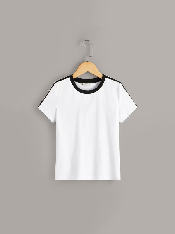 

Boys Striped Side Top, White