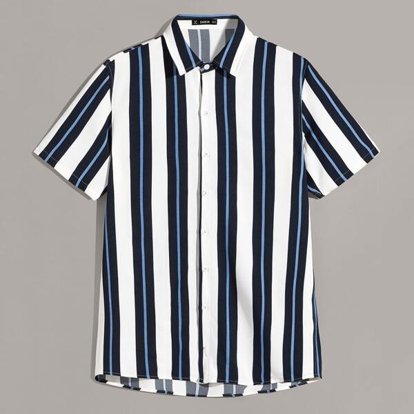 

Men Colorblock Striped Shirt