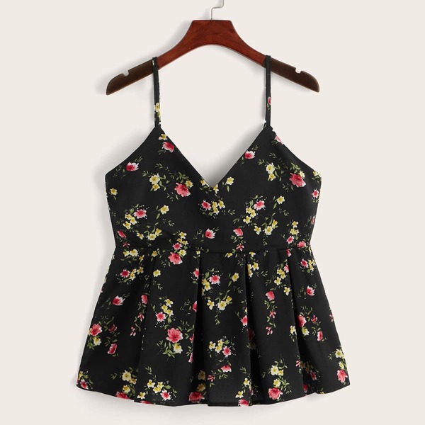 

Floral Print Pleated Cami Top