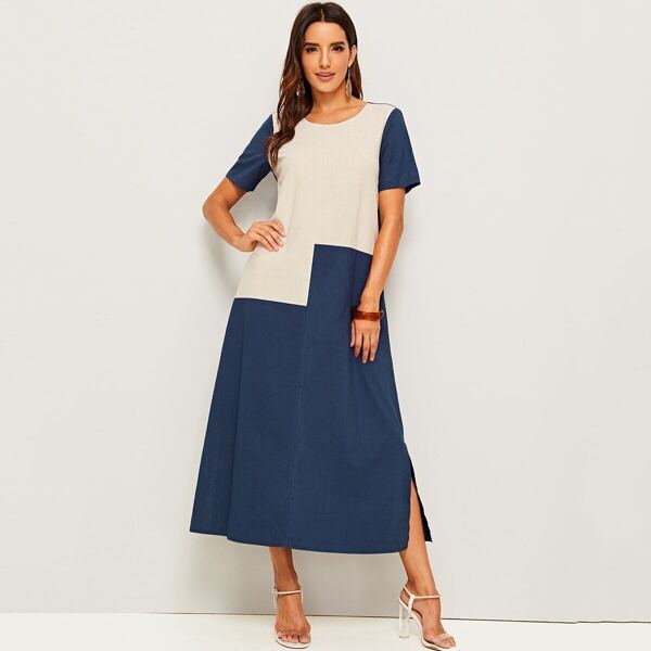 

Color Block Split-side Maxi Dress