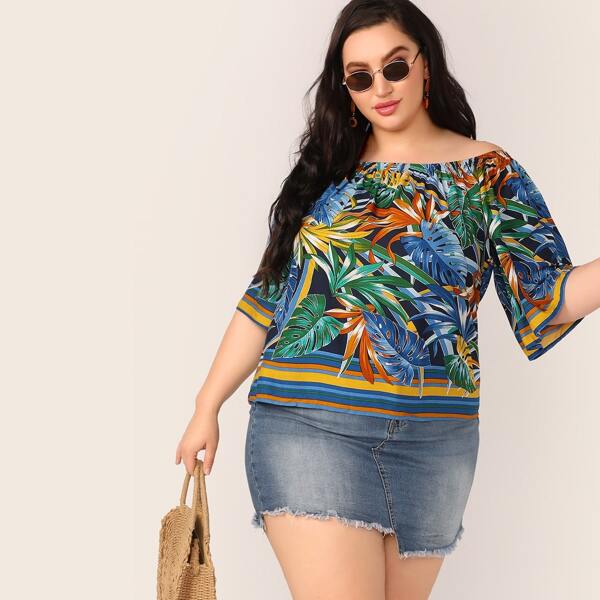 

Plus Botanical Bardot Top