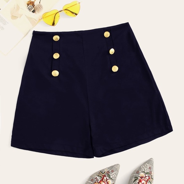 

Button Trim Front Shorts