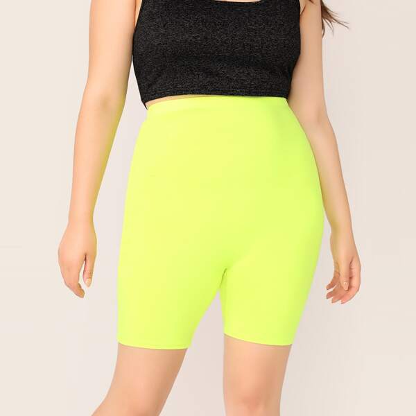 

Plus Neon Lime Biker Shorts, Green bright