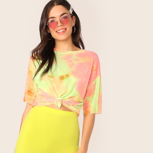 

Drop Shoulder Tie Dye Tee, Multicolor