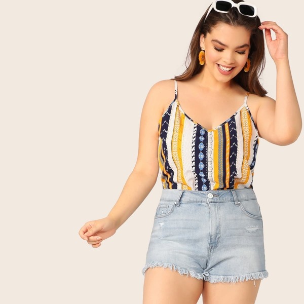 

Plus Geo & Tribal Print Cami Top, Multicolor