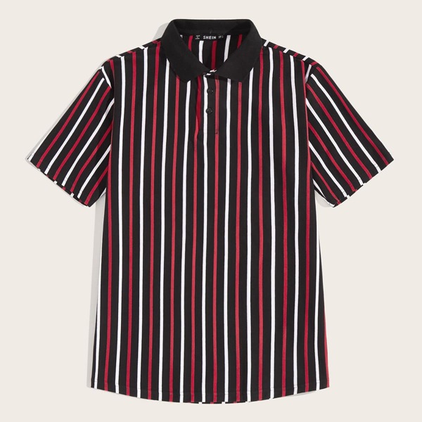

Men Solid Collar Striped Polo Shirt