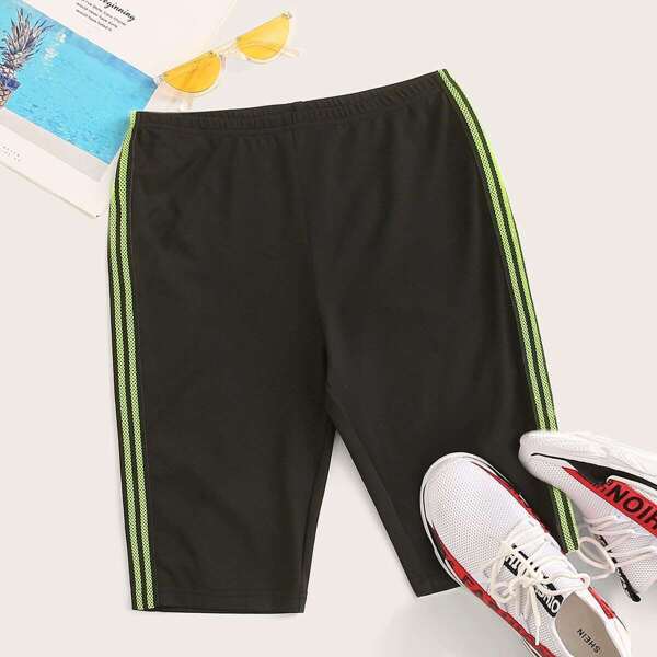 

Neon Striped Tape Side Cycling Shorts