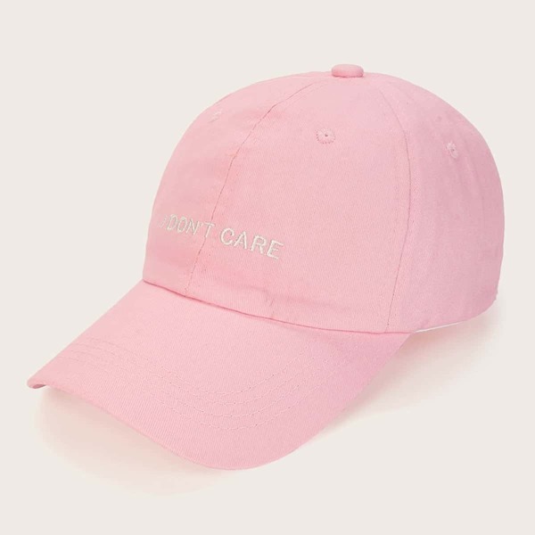 

Slogan Embroidery Baseball Cap, Pink