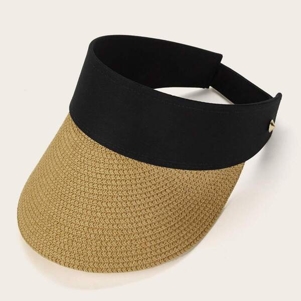 

Two Tone Paper Straw Brim Visor