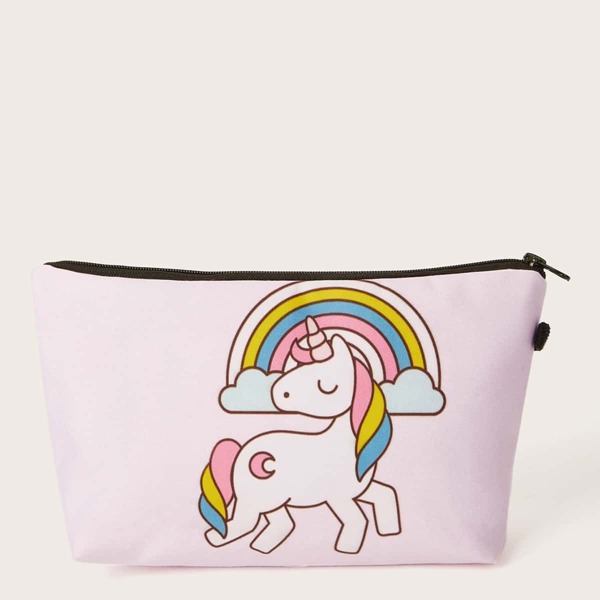 

Rainbow & Cartoon Animal Pattern Makeup Bag, Multicolor
