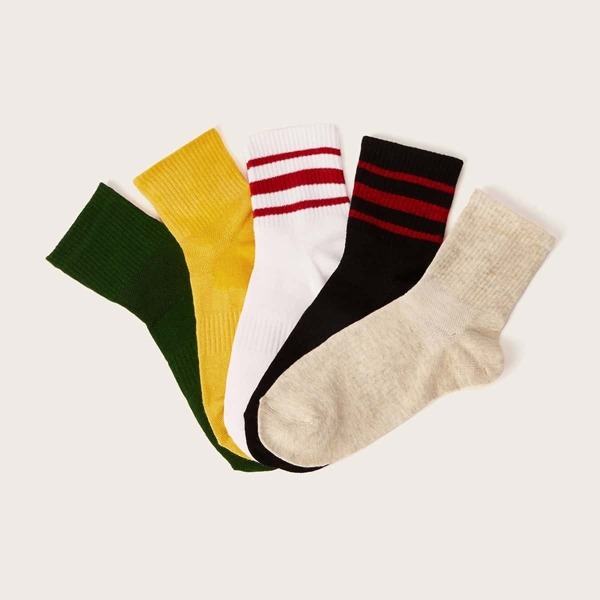 

Ribbed Ankle Socks 5pairs, Multicolor
