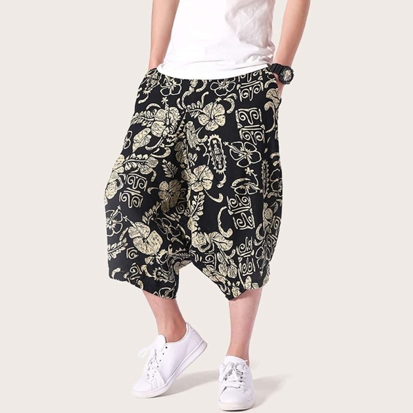

Men Aztec Print Capris Harem Pants