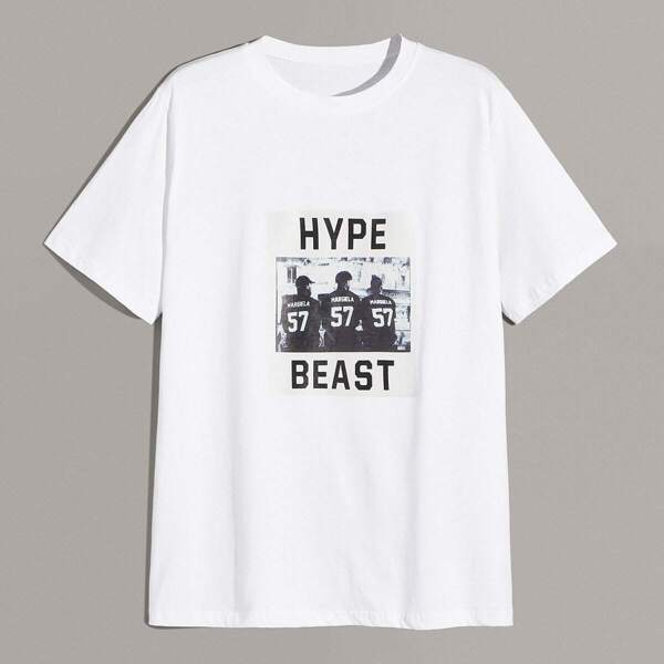

Men Letter And Figure Print Tee