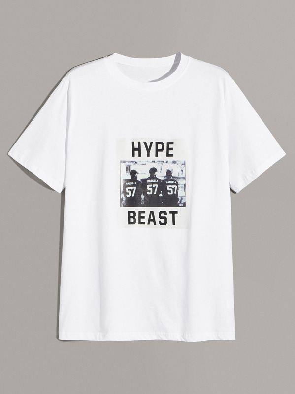 

Men Letter And Figure Print Tee, White