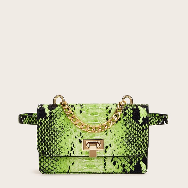 

Chain Detail Snakeskin Bum Bag