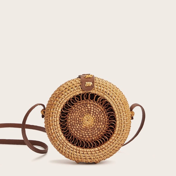 

Round Shaped Woven Crossbody Bag