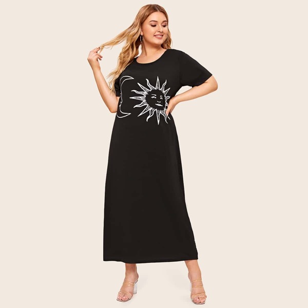

Plus Cartoon Print Dress
