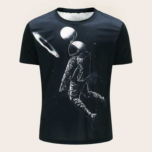 

Men 3D Astronaut Print Tee