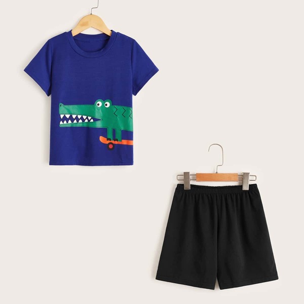 

Boys Crocodile Print Pajama Set, Multicolor