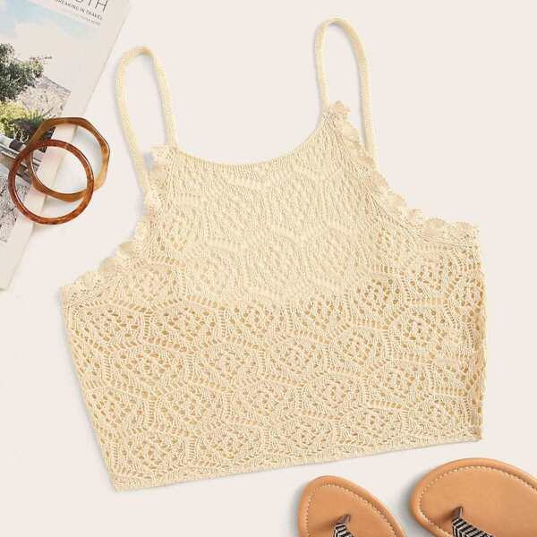 

Solid Crochet Crop Cami Top