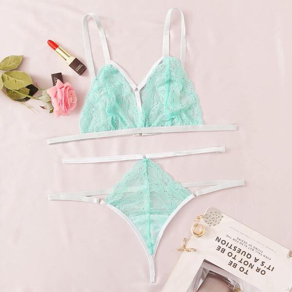 

Floral Print Harness Lingerie Set