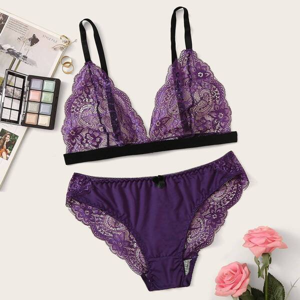 

Floral lace Sheer Lingerie Set
