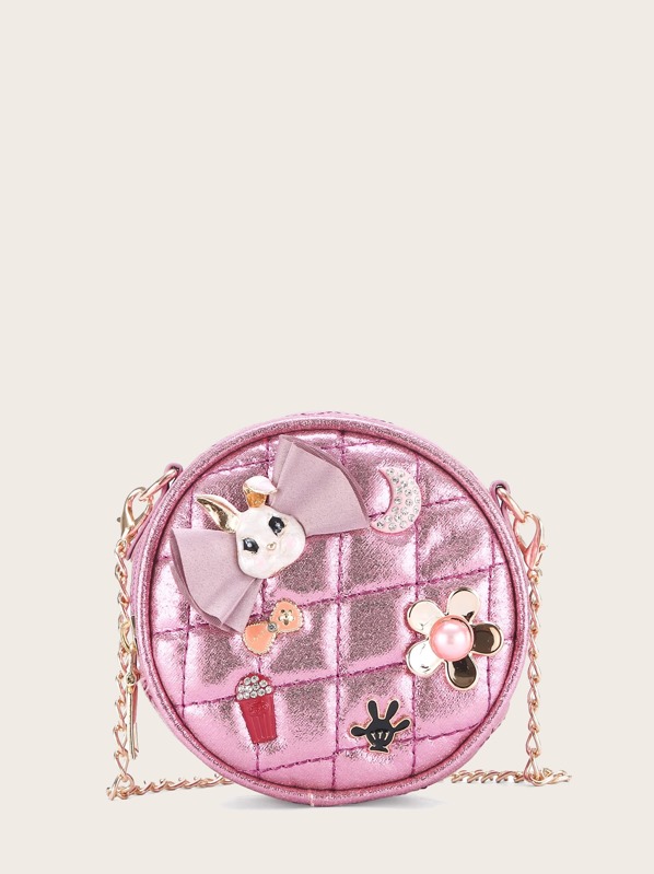 

Girls Flower & Rabbit Decor Chain Bag, Multicolor