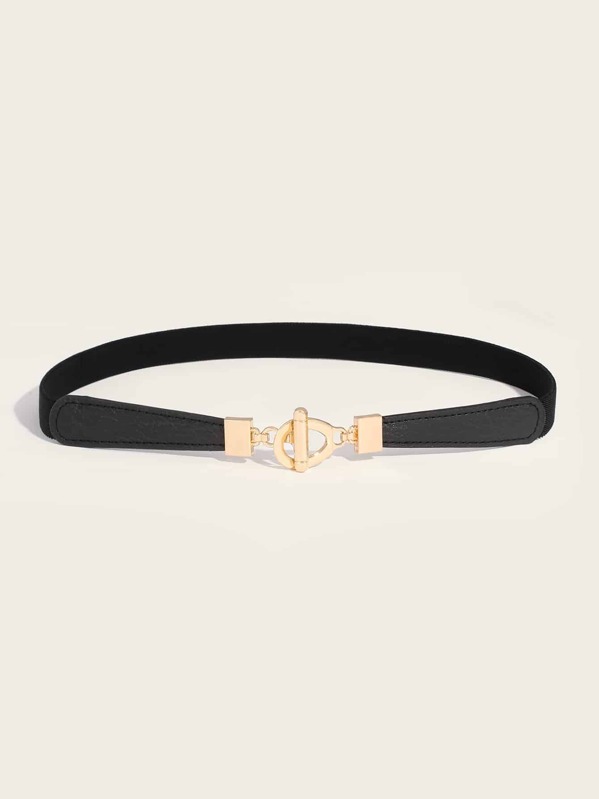 

T-bar & Ring Buckle Elastic Belt, Multicolor
