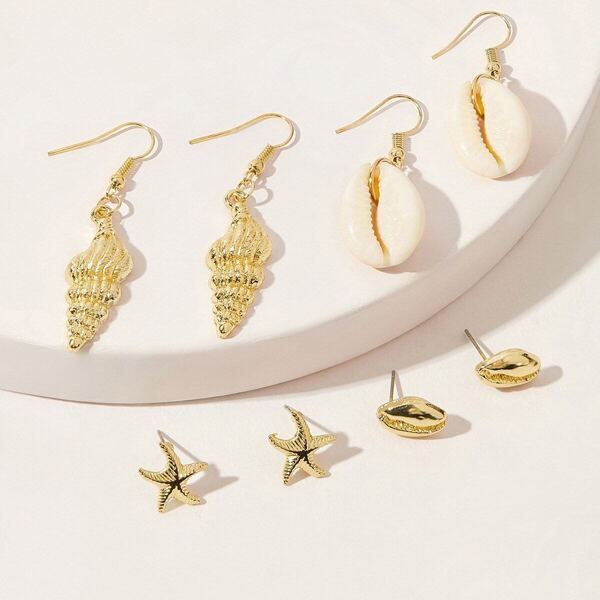 

Shell Drop & Stud Earrings 4pairs
