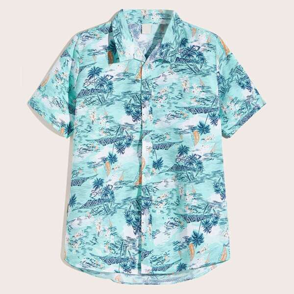 

Men Random Tropical Print Shirt