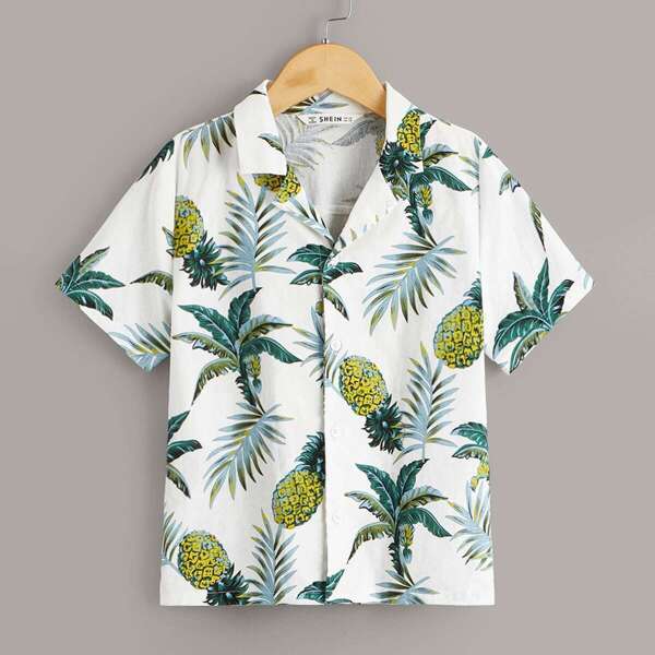 

Boys Notch Collar Tropical Shirt
