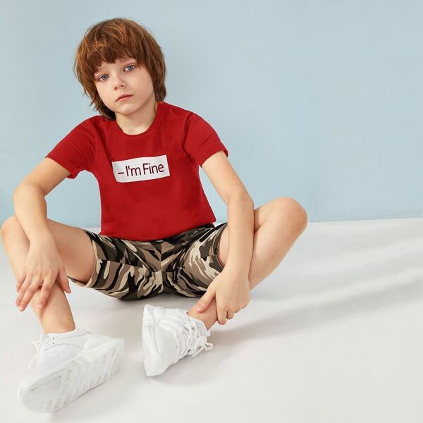 

Boys Slogan Print Short Sleeve Tee