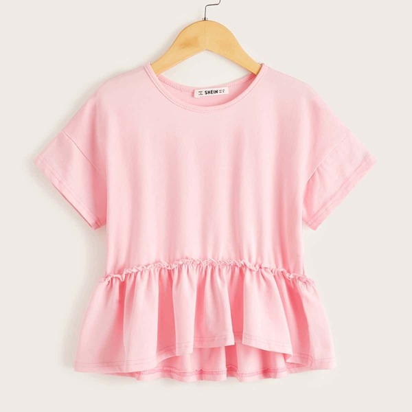 

Girls Ruffle Dip Hem T-shirt