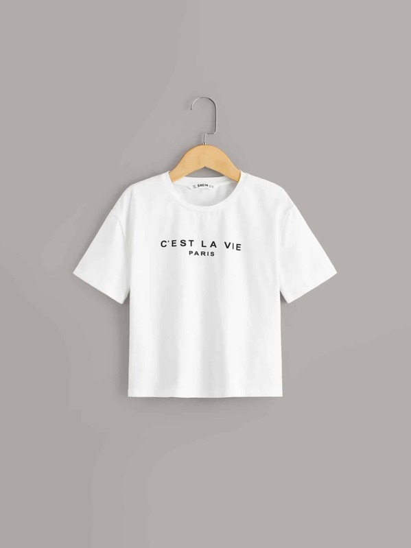

Girls Slogan Graphic Top, White