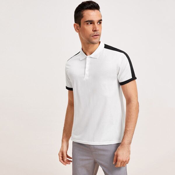 

Men Contrast Panel Polo Shirt
