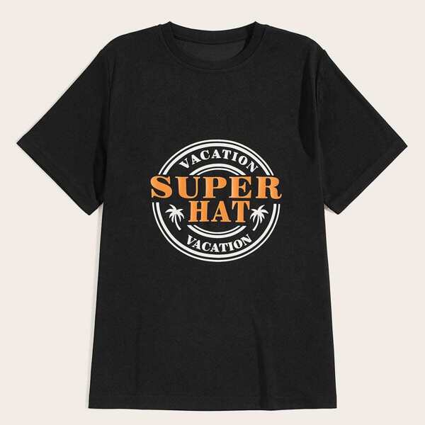 

Men Letter Print Tee, Black