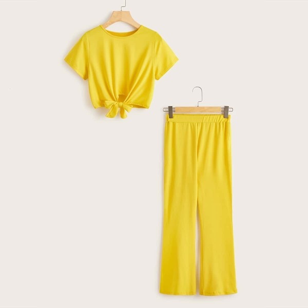 

Tie Front Tee & Straight Leg Pants