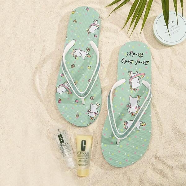 

Cartoon Print Toe Post Slippers