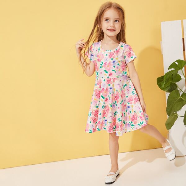 

Toddler Girls Floral Print Skater Dress