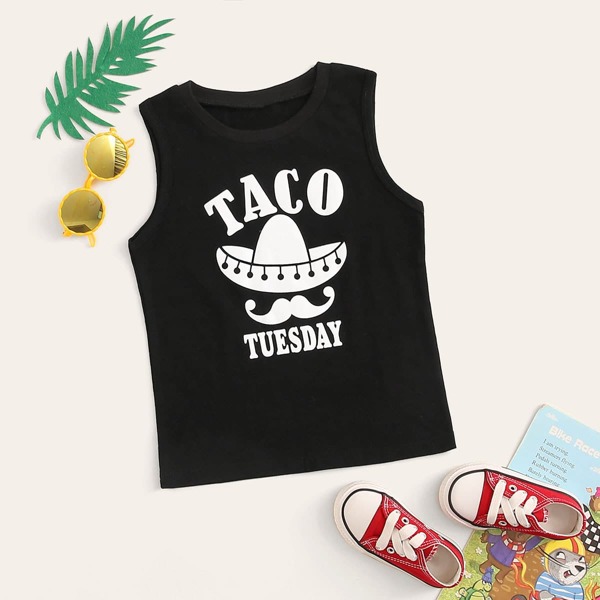 

Toddler Boys Letter Graphic Tank Top, Black