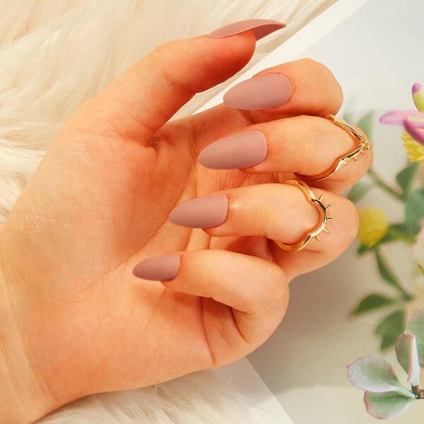 

Matte Almond Fake Nail 24pcs & Tape & Nail File, Apricot