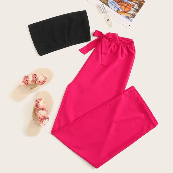 

Bandeau With Neon Pink Pants PJ Set