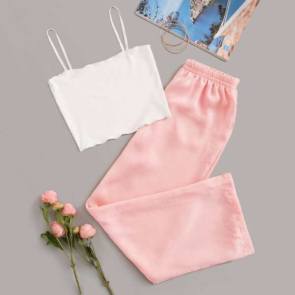 

Rib Cami Top With Pants PJ Set
