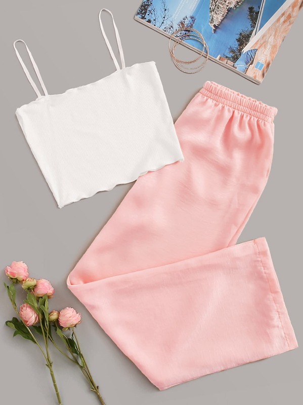 

Rib Cami Top With Pants PJ Set, Multicolor